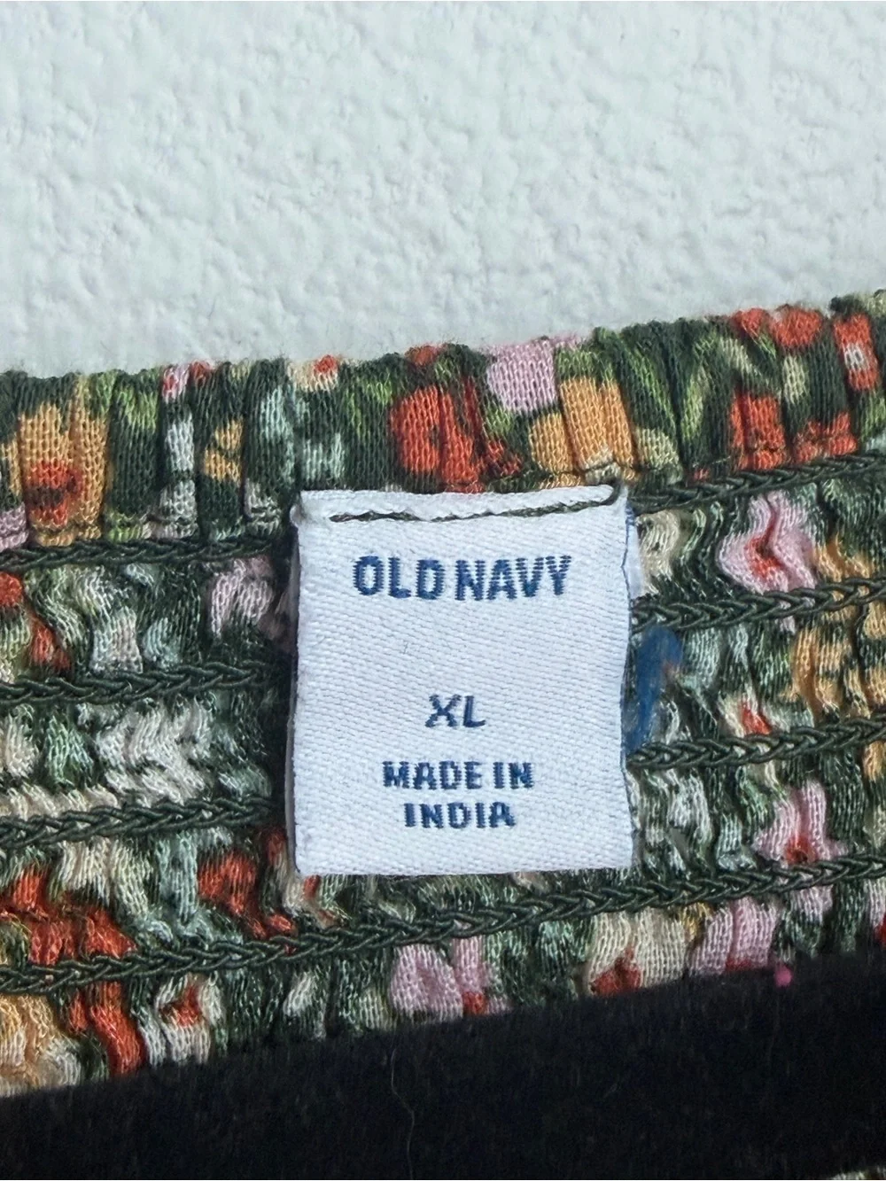 Old Navy Green Floral Smocked Square-Neck Blouse
